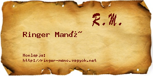 Ringer Manó névjegykártya